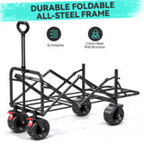 Collapsible Camping Garden Wagon for 10x20ft Canopy, All-Terrain Tank Wheels for Camping, Sports, Shopping, Beach, Support Up to 330lbs