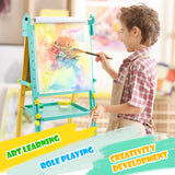 Keenstone Deer Art Easel for Kids Easel Set with 100+ Painting Gifts,Chalkboard Dual Magnetic Whiteboard,Painting Stand with Paper for Ages 3 and up Kids Children Toddler