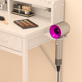 Eunon Makeup Vanity Desk with Mirror & Lights,Vanity Table with Fabric Drawers,Power Outlet & Stool,3 Color Modes & Adjustable Brightness Dressing Table, White