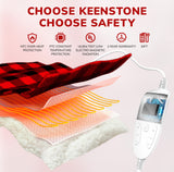Electric Heating Blanket with Waistband and Sleeves - Keenstone Cozy Plaid Heated Throw with 6 Heat Levels and Timer Settings - 50 x 70 inch,Red
