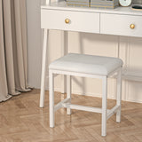 Eunon Vanity Desk with LED Lighted Mirror & Power Outlet, Makeup Table with Drawers & Adjustable Cabinet,Storage Stool,for Bedroom, Dressing Room,White