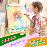 Keenstone Christmas Tree Art Easel for Kids, Learning-Toy for 3,4,5,6,7,8 Years Old Boy&Girls, Wooden Chalkboard&Magnetic Whiteboard&Painting Paper Stand, Gift&Art Supplies for Toddler
