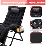 VECUKTY XXL Oversize Zero Gravity Chair - 500lb Capacity, 33-Inch Wide Padded Seat, Folding Travel Recliner for Outdoor / Indoor Use - Patio, Lawn, Black, Portable and Heavy Duty