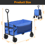 Vecukty Collapsible Wagon Cart , Portable Multifunctional Camping Cart for Camping, Beach, Picnic, Shopping, Blue