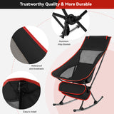 Camping Chair, VECUKTY High Back Rocking Chair 240 lbs Capacity, Compact Outdoor Portable Folding Rocker Chair for Camping Hiking Gardening Travel Beach Picnic,Black