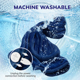 Electric Heated Blanket Throw w/ Hand Warmer, Keenstone Machine Washable Fast Heated Flannel Blanket Twin Size, Blue
