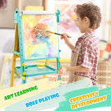 Keenstone Deer Art Easel for Kids Easel Set with 100+ Painting Gifts,Chalkboard Dual Magnetic Whiteboard,Painting Stand with Paper for Ages 3 and up Kids Children Toddler