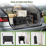 Vecukty Compact Wagon Cart, Gathered Collapsible Camping Cart,Portable Utility Grocery Wagon for Camping, Beach, Picnic, Shopping, Black