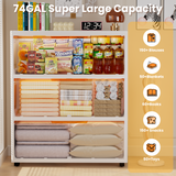 282Qt Stackable Large Plastic Storage Bins with Lids, 3 Tier Closet Organizer with Doors and Wheels, White