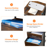 MONVANE File Cabinet with 2 Drawers for A4 Letter Size for Home Office, Mobile Printer Stand with Storage, Brown