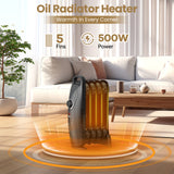 Keenstone Mini Oil Heater, 500W Quiet Oil-Filled Radiator Heater with Thermostat, Overheat Protection, 2 Heat Settings, Electric Space Heater for Indoor Use