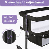 SACVON Baby Bassinets, All Mesh Crib Portable for Safe Co-Sleeping,Adjustable Bedside Sleeper,Baby Bed for Infant Newborn, Black