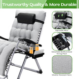 Zero Gravity Chair,VECUKTY Patio Lawn for Indoor and Outdoor Chairs ,550lbs Oversized XL 33IN Ergonomic Lounge Folding Reclining Chair,Gray