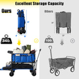 Folding Double Decker Garden Wagon, VECUKTY Heavy Duty Collapsible Camping Wagon Cart with 54" Lower Decker, All-Terrain Big Wheels for Camping, Sports, Shopping, Garden and Beach, Support Up to 550lbs, Gray