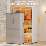 400Qt Super Large Storage Bins with Door and Wheels, Kids Closet Organizer with Hanging Rod, White