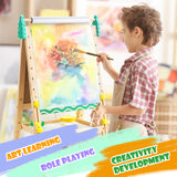 Keenstone Christmas Tree Art Easel for Kids, Learning-Toy for 3,4,5,6,7,8 Years Old Boy&Girls, Wooden Chalkboard&Magnetic Whiteboard&Painting Paper Stand, Gift&Art Supplies for Toddler