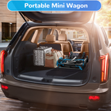 Collapsible Camping Wagon, Vecukty Portable Foldable Cart with All Terrain Solid Wheels, Heavy Duty Folding Utility Grocery Wagon with 150lbs, for Shopping,Sports,Fishing,Beach,Garden,Black