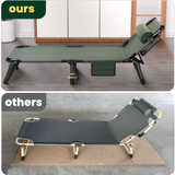 VECUKTY Foldable Camp Cot 500lb Capacity, 4-Position Reclining Lounge Chair with Pillow, Steel Frame & Oxford Fabric for Camping, Travel, Outdoor