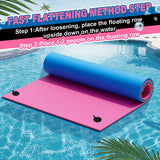 Splicable Multi Person Floating Water Mat , Vecukty 8.5x6 ft Lily Pad for Water Recreation and Relaxation, Tear Resistant XPE Foam Floating Mat for Beach, Ocean, Lake, Pink&Blue
