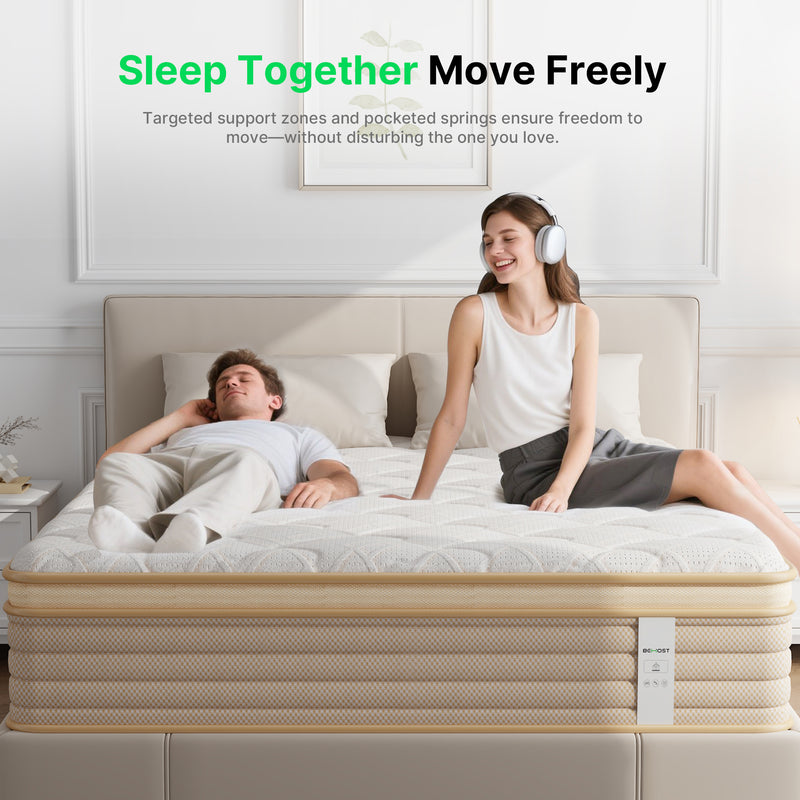12" King Mattress, Gel Infused Memory Foam and Pocket Spring Hybrid Mattress in a Box, Medium Firm