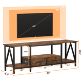 Behost TV Stand for 75 Inch, Dresser TV Stand with 2 Large Dresser Drawers, Entertainment Center with 3 Open Storage Shelf, Rustic Brown, Large