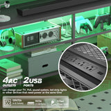 Behost TV Stand for 65 inch TV, TV Cabinet with 20 Colors LED Lights for Living Room,Black