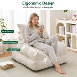 BEHOST 86" Oversized Folding Sofa Bed with Pillow and Back Support, Convertible Sleeper Chair for Living Room, White
