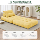 BEHOST 86" Oversized Folding Sofa Bed with Pillow and Back Support, Convertible Sleeper Chair for Living Room, Yellow