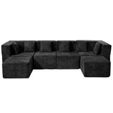 Black 130" Oversized Modular Sectional Sofa for Living Room Flexible Combination