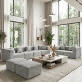 BEHOST 130" 8-Piece Modular Sectional Sofa, Boneless Cloud Couch with Extra Deep Seats, Washable Chenille Sofa Set for Living Room, Chenille Light Gray