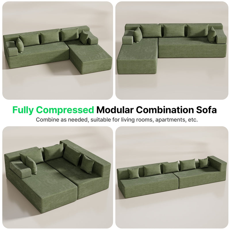 Behost 140" Modular Sectional Sofa for Living Room with Deep Seat, Chenille Cloud Couch for Relaxing, Orange