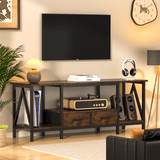 Behost TV Stand for 65 Inch, Dresser TV Stand with 2 Large Dresser Drawers, Entertainment Center with 3 Open Storage Shelf, Rustic Brown, Medium