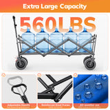 Vecukty 51.2" Large Collapsible Folding Wagon Cart, 560 lbs Load Capacity, Heavy-Duty Steel Frame & Oversized Wheels for Grocery Shopping, Camping, Sports, Moving – Blue