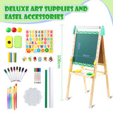 Keenstone Christmas Tree Art Easel for Kids, Learning-Toy for 3,4,5,6,7,8 Years Old Boy&Girls, Wooden Chalkboard&Magnetic Whiteboard&Painting Paper Stand, Gift&Art Supplies for Toddler