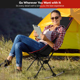 Camping Chair, VECUKTY High Back Rocking Chair 240 lbs Capacity, Compact Outdoor Portable Folding Rocker Chair for Camping Hiking Gardening Travel Beach Picnic,Black