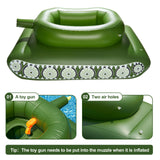 Giant Inflatable Tank Ride On Pool Float, Blow Up Tank Pool Floatie with Functional Pump-Action Water Cannon for Adults & Kids Ages 5+