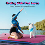 6'x 6' Floating Water Pad for 2 Person, VECUKTY 3 Layer Lily Pad for Water Recreation and Relaxing,Tear-Resistant XPE Foam Floating Mat for Beach,Ocean, Lake，Pink&Blue