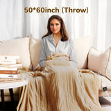 Electric Heated Blanket Throw w/ Hand Warmer, Keenstone Machine Washable Fast Heated Flannel Blanket Twin Size, Blue