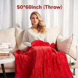 Electric Heated Blanket Throw w/ Hand Warmer, Keenstone Machine Washable Fast Heated Flannel Blanket Twin Size, Blue