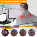 Keenstone Weighted Heating Pad with Massage for Back Pain & Cramps Relief, 5 Heating Levels and 4 Time Settings 12"×24" - Gray