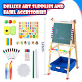 Keenstone Robot Art Easel for Kids, Learning-Toy for 3,4,5,6,7,8 Years Old Boy&Girls, Wooden Chalkboard&Magnetic Whiteboard&Painting Paper Stand, Gift&Art Supplies for Toddler