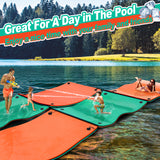 Splicable Multi Person Floating Water Mat , Vecukty 8.5x6 ft Lily Pad for Water Recreation and Relaxation, Tear Resistant XPE Foam Floating Mat for Beach, Ocean, Lake, Pink&Blue