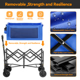 Vecukty Collapsible Wagon Cart , Portable Multifunctional Camping Cart for Camping, Beach, Picnic, Shopping, Blue