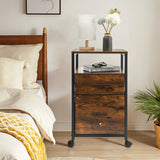 MONVANE File Cabinet with 2 Drawers for A4 Letter Size for Home Office, Mobile Printer Stand with Storage, Brown