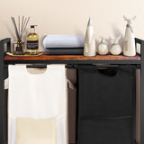 Rolling Laundry Sorting Cart,Rustic Brwon