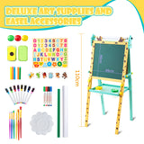 Keenstone Deer Art Easel for Kids Easel Set with 100+ Painting Gifts,Chalkboard Dual Magnetic Whiteboard,Painting Stand with Paper for Ages 3 and up Kids Children Toddler