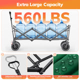 Vecukty 51.2" Large Collapsible Folding Wagon Cart, 560 lbs Load Capacity, Heavy-Duty Steel Frame & Oversized Wheels for Grocery Shopping, Camping, Sports, Moving –Green