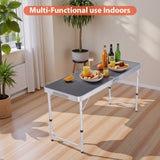 Vecukty Portable Camping Table Set - Aluminum Kitchen Station w/ Storage, Adjustable Feet & Trash Can, brown