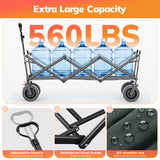 Vecukty 51.2" Large Collapsible Folding Wagon Cart, 560 lbs Load Capacity, Heavy-Duty Steel Frame & Oversized Wheels for Grocery Shopping, Camping, Sports, Moving – Gray