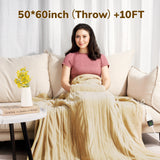 Electric Heated Blanket Throw w/ Hand Warmer, Keenstone Machine Washable Fast Heated Flannel Blanket Twin Size, Blue